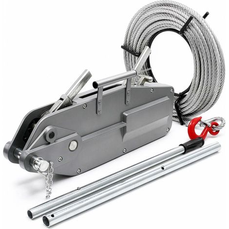 Wiltec Seilzug bis 3200 kg Seilwinde mit 20 m Seil, Handseilwinde mit Ø 16 mm Stahl-Seil, Forstseilwinde mit Abscherstift, Handseilzug mit Lasthaken (1/5)