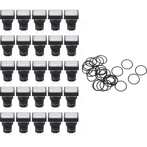 Interrupteur à bouton poussoir lumineux 24V AC/DC 5A, kit de 25 pièces pour machines et équipements. (1/5)