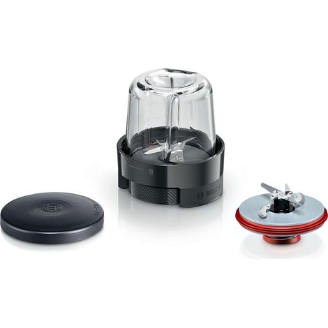Bosch Accessori MUZS68CG, set di tritatutto universale per cubetti di ghiaccio, chicchi di caffè, per tritare verdura, frutta, carne, per robot da cucina serie 6, serie 8, nero/acciaio inox