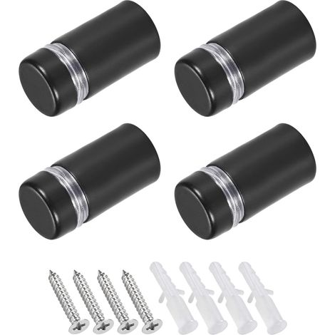 Signe Entretoise Vis (12x23mm) 4pcs, INOX Acier Vis Verre Acrylique Clou - pour Image Cadre Signe Affiche, Mat Noir (1/5)