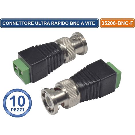 CONFEZIONE 10 PEZZI CONNETTORE BNC MASCHIO CON MORSETTIERA A VITE PER CAVO COASSIALE RG59 (1/4)