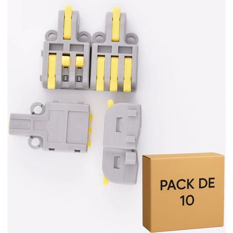 10 Bornes de Raccordement à Leviers jaunes (1 entrée / 3 sorties), 32A - LT-13-Jaune (1/5)