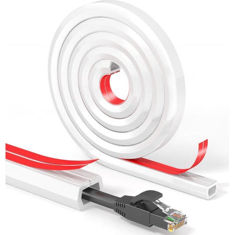 Cache-Câble Auto-adhésif Blanc 15mmx2m – Conduit Souple pour Gestion des Câbles, Installation Murale Facile. (1/5)