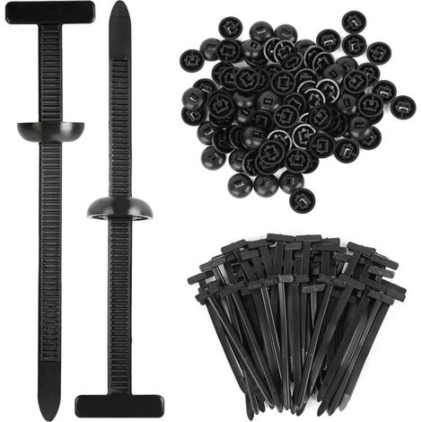 Pack of 100 Universal Self-Locking Nylon Cable Ties with 100 Plastic Rivets, Multi-functional Fastening Tools for Everyday Automotive Repair (1/5)