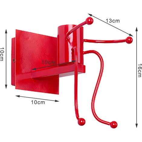 Applique da parete creativa, stile retrò, metallo, stile Art Déco, attacco E27, lampada da comodino personalizzata, lampada da corridoio, applique da parete a LED rossa 16 x 13 cm, 1 pezzo (1/3)