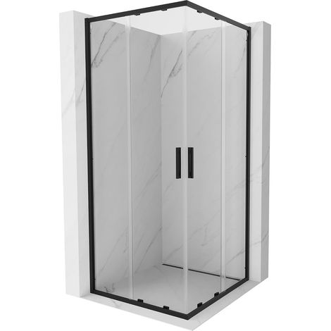 Mexen Exo quadratische Duschkabine, schiebbar 70 x 70 cm, transparent, schwarz - 8111-070-070-70-00 (1/5)