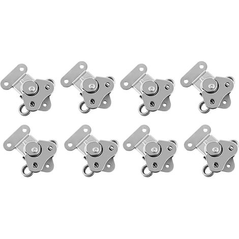 Lot de 8 loquets à verrouillage par rotation en acier inoxydable 304 avec butée et ressort, pour coffrets et boîtes. (1/5)