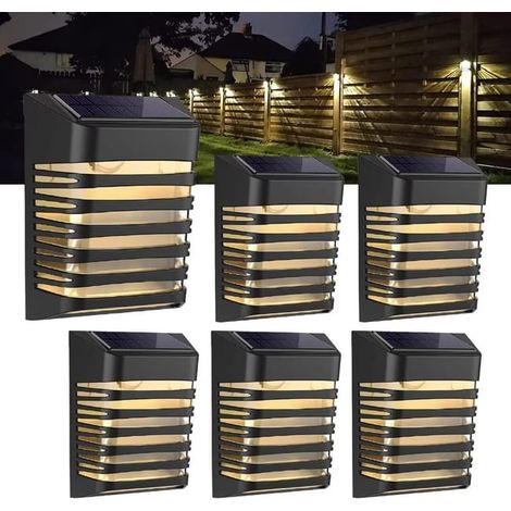 Juego de 6 luces solares para exteriores, apliques solares impermeables con modo pulsante/constante, luces solares para vallas, luces para jardín. (1/5)