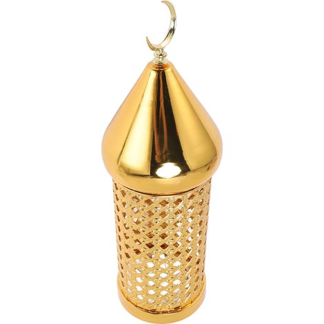 Lampe à vent dorée artisanale, lanterne en fer creux style rétro pour décoration de mariage/fête (taille M) (1/5)