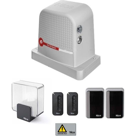 Nice – Kit d'automatisation pour portail coulissant – Motoréducteur 24 V – Pour portails jusqu'à 600 kg – Unité de commande intégrée