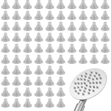 100 Pieces Silicone Shower Nozzles, Spray Hole Replace Parts, Replacement Nozzles, Shower Head Nozzles, Universal Watering Nozzle, for 4 mm Hole Diameter, Grey (1/5)
