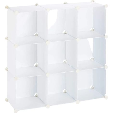 Estante de almacenamiento 9 taquillas modulares Montaje DIY enchufe en librería plástico blanco negro 1300011892 (1/5)