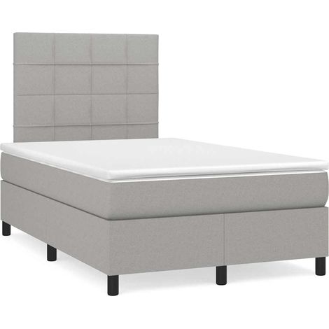 vidaXL Sommier à lattes de lit matelas LED gris clair 120x190 cm tissu (1/5)