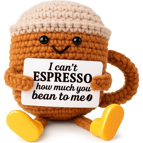 Valentinstagsgeschenk – für Freundinnen und Freunde – Schreibtischdeko – Gehäkelte Kaffeetasse als hübsches Deko-Element – Süßes Geschenk für Kaffeeliebhaber (1/5)