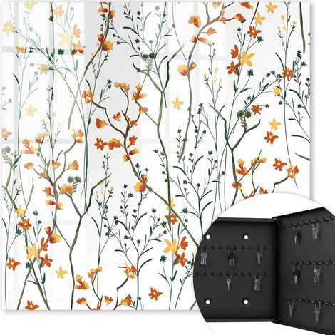 Armoire à clés - (30 cm x 30 cm) - Boîte à clés murale - Coffret de rangement pour clés - Couleur noire - Ouverture vers la droite - Pour maison et bureau - Motif floral