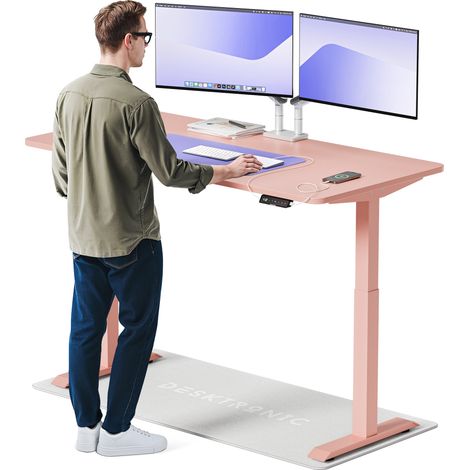 Desktronic Bureau assis debout HomeOne - 160x80cm - Rose/Rose