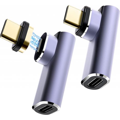 Adaptateur USB C,Adaptateur Magnétique vers Charge Rapide Transfert de Données Vidéo pour Thunderbolt,MacBook 2PCS 140W 4.0 40Gbps 8K 60Hz (1/5)
