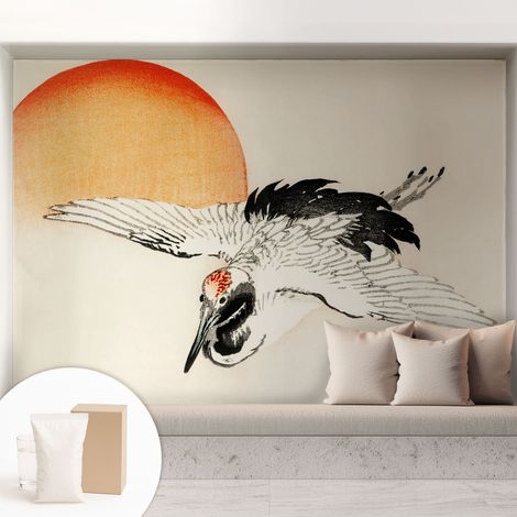 Papier peint intissé pour salon chambre à coucher peint imprimé Installation facile - Colle incluse gratuite Grue élégante 208x146 cm (1/5)