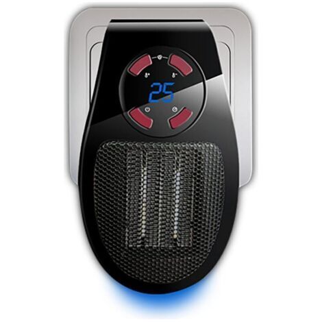 NALOOKAMIC Tropicano Plug Heater - Mini radiateur électrique céramique 1500W, Léger et compact, Thermostat réglable, 2 puissances, Fonction ventilateur, Technologie PTC, Blanc