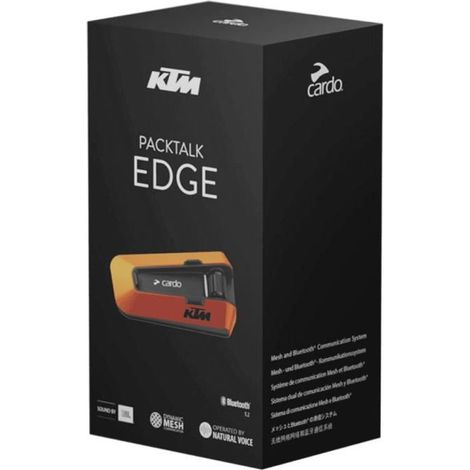 Intercom Bluetooth - Cardo - PACKTALK EDGE SOLO - Edition Spéciale KTM - Rechargeable USB - Connectivité TFT (1/5)