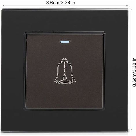 Bouton Sonnette Exterieur, 220250V Interrupteur de Sonnette à Panneau en Verre trempé Bouton Poussoir de Carillon étanche sans Fil, 3.38 inch (1/5)