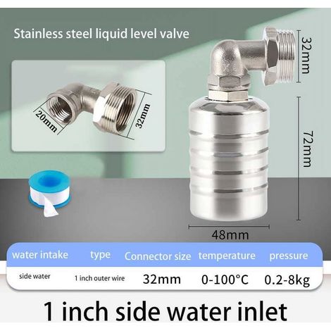 Valve Flotteur Automatique - Acier Inoxydable 304 - DN25 - Pour Cuve à Eau et Chaudière Solaire - 1 Pièce (1/4)