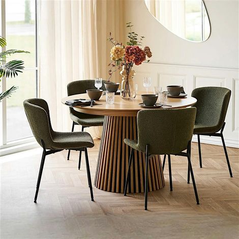 Ensemble table et chaises vertes bouclette (lot de 5 pièces) AMSTERDAM (1/5)