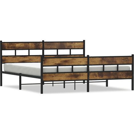 Maison Exclusive - Metallbett ohne Matratze Räuchereiche 200x200