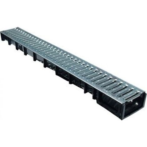 Kit gouttière avec grille galvanisée, 50x13x7,2 cm, noir