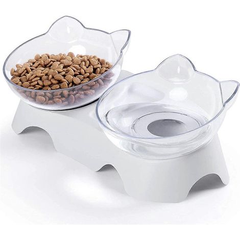 Gamelle haute pour chat, antidérapante, double protection cervicale, transparente, accessoires pour chat