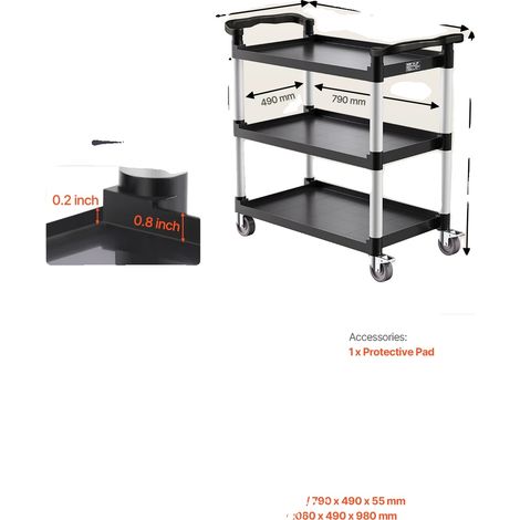 Chariot utilitaire, rangement à 3 niveaux, mobilité fluide, 500 lbs (1/2)