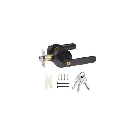 Poignée de porte à levier avec serrure Serrure de porte à clé, idéale pour toilettes, chambre et bureau, design intemporel noir.