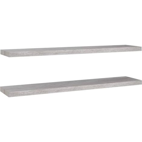 Étagères murales 2 pcs,Étagère flottante gris béton 120x23,5x3,8cm MDF CFW19280 (1/5)