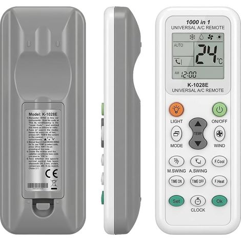 Télécommande Universelle K-1028E pour Climatiseurs, Modèle de Remplacement LCD 1000 en 1 avec Minuterie et Refroidissement Rapide, Compatible avec (1/5)