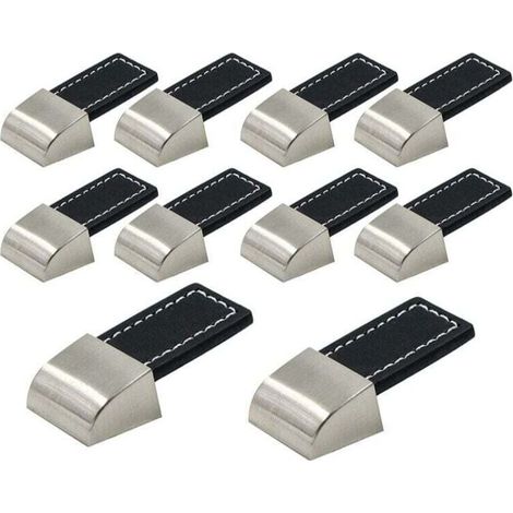 10pcs Leather Drawer Knobs Black Leather Furniture Knobs with Screws Leather Knobs for Cabinets, Kitchens and Doors MUMU (1/4)