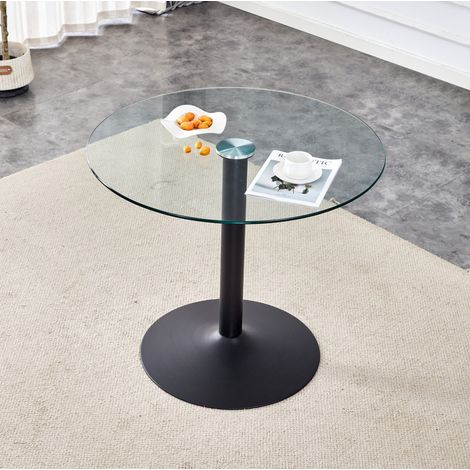 MEUBLIV table haute ronde 85 cm noire et transparente – verre trempé, 1 colis (1/5)