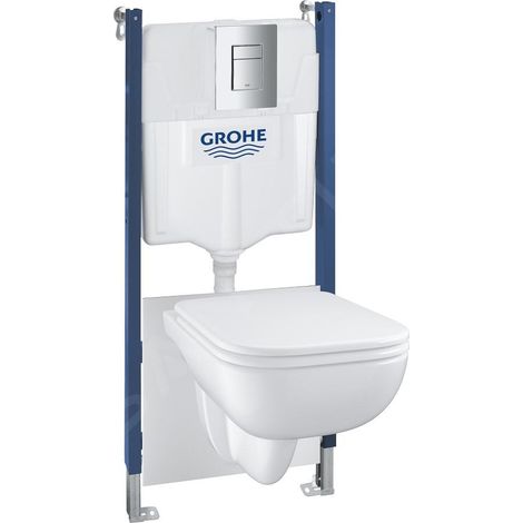 Grohe Solido - Set de bâti-support, cuvette Edge Ceramic et abattant softclose, plaque de déclenchement Even, chrome 39816000 (1/5)