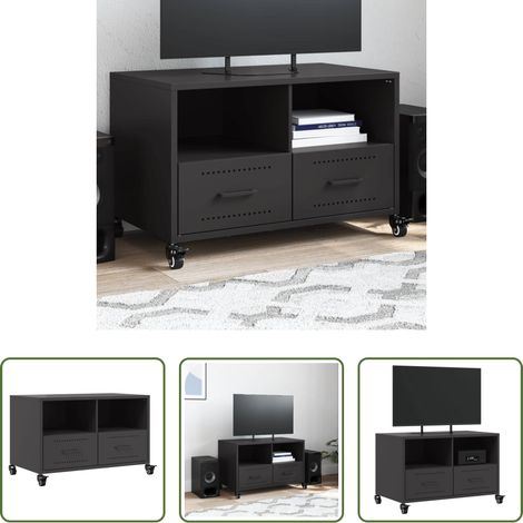 vidaXL Stahl-Schrank - TV-Schrank Schwarz 68x39x43,5 cm Stahl (1/5)