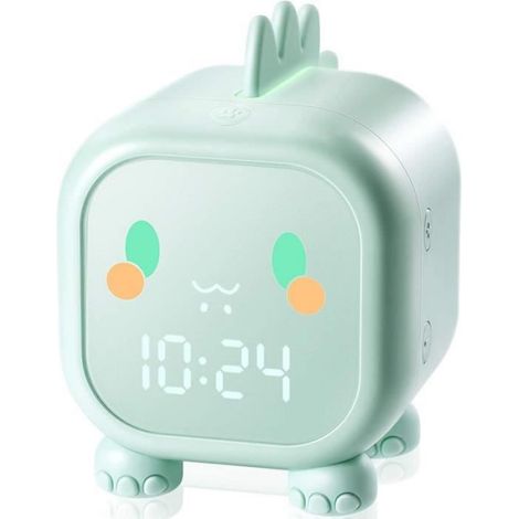 Réveil Enfant, Réveil Numérique Rechargeable,Possibilité de Régler 2 Réveils, Veilleuse et Rappel de Musique,Affichage de Heure,bleu (1/4)