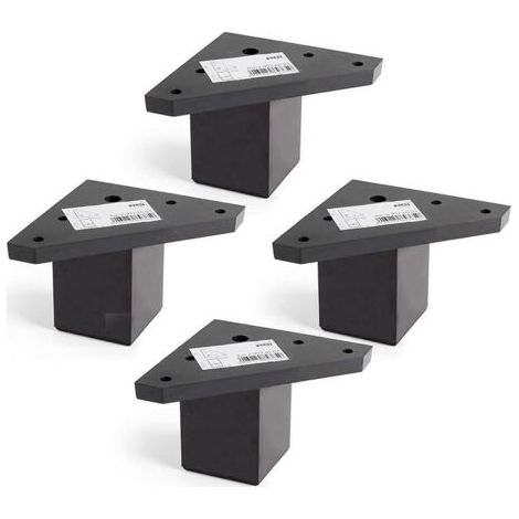 Ahlsen 4-teiliges Möbelbein-Set mit Montageplatte – für Tische, Betten und Stühle – Aluminiumlegierung – Höhe: 6 cm – Farbe: Schwarz – Schrauben nicht im Lieferumfang enthalten (1/5)