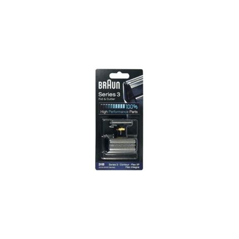 Pezzo di ricambio Braun 31B per rasoio elettrico, compatibile con i rasoi della serie 3 (generazioni precedenti, serie 5000/6000), Contour, Flex XP e Flex Integral, nero. (1/2)