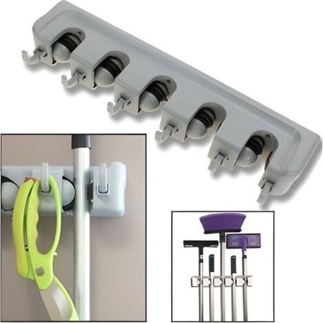 BROOM - BROOM HOLDER - SPACE-Saving Wall-Mounted Broom Holder
