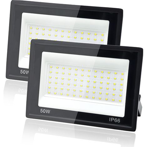 2 Pièces Projecteur LED Extérieur 300W, 1M Câble Blanc Froid 6500K Projecteur LED, Spot led Extérieur IP66 Étanche, pour Jardins, Terrasses, Cours, Balcons, Parcs, Garages, Usines, Carré (1/5)