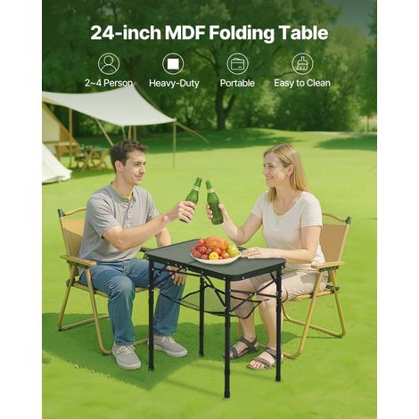 Table de Camping Pliante 60x40 cm, Table d'Appoint Portable Légère et Compacte, en Aluminium MDF, Hauteur Réglable, avec Couche en… (1/5)