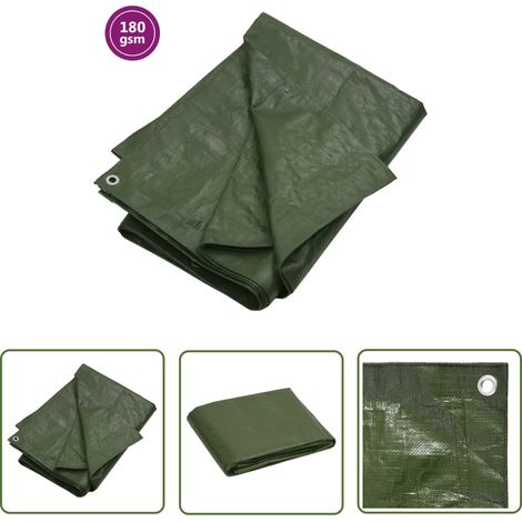 The Living Store Bâche 180 g/m² 6x10 m Vert PEHD - Couverture De Jardin - Bâche Imperméable - Bâche Plastique - Bâche Verte - Bâche Multifonction (1/5)