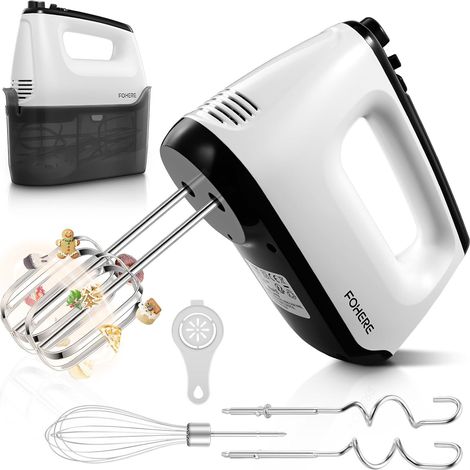 Batteur Électrique Cuisine 400W, 6 Vitesses Turbo, Fouet Électrique avec Accessoires Inox Lavables, Design Vertical (1/5)