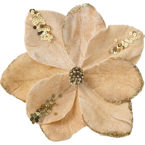 Fiori per l'albero di Natale - Magnolia champagne su spiga di 20 cm (1/5)