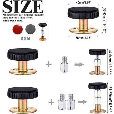 6-teiliges verstellbares Bettrahmen-Anti-Shake-Werkzeug mit Gewinde, Teleskop-Nachttischfixierung, für Betten, Schränke, Sofas, Schränke usw. (47–64 mm) (1/5)