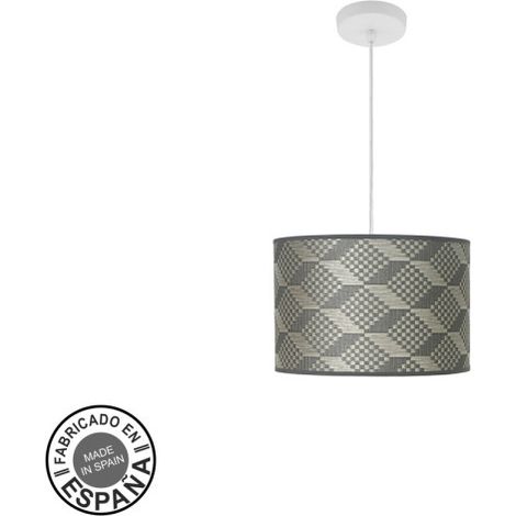 Colgante Moda 1xe27 Blanco/tetris Gris Regx30x30cm