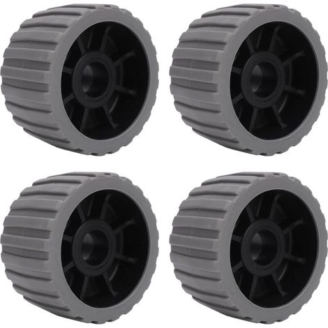 Rulli oscillanti per rimorchio, 4 pezzi, 125x73x30 mm, resistenti alle alte temperature, realizzati in polietilene a coste, compatibili con rimorchi per barche (grigio) (1/5)